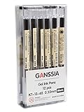 GANSSIA 0.35mm Gel Ink pen Black Ink Extra-fine Gel Ink Pens Ballpoint pen Office School Stationery Supply Pack of 12 Pcs