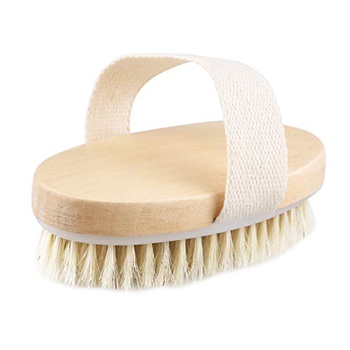 OSALADI Escova corporal seca, cerdas naturais, escova esfoliante de banho para escovação molhada ou