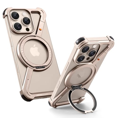 Coque iPhone 16 Pro Max béquille rotative 360 anti-choc en aluminium OATSBASF