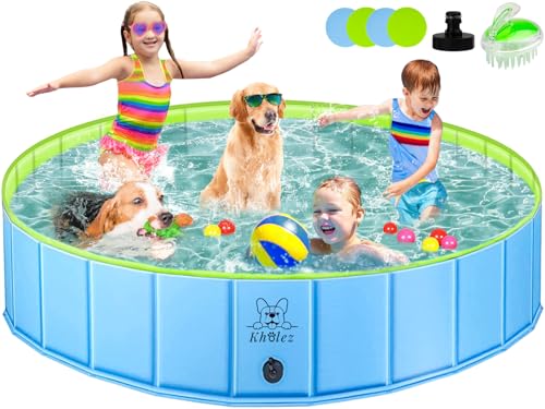 Foldable Dog Paddling Pool with Bath Brush, 120 cm
