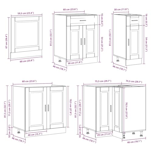 vidaXL 11 Piece Kitchen Cabinet Set Porto Grey Sonoma Engineered Wood - Image 7