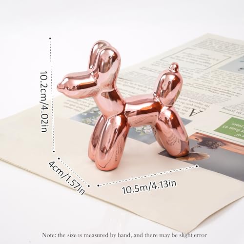 Notakia Cute Ceramics Pink Balloon Dog Statue Crafts Living Room Desktop Decorations,Handmade Modern Small Ceramic Animal Statue Ornament Home Decor Accents (Pink Balloon Dog) - Image 5