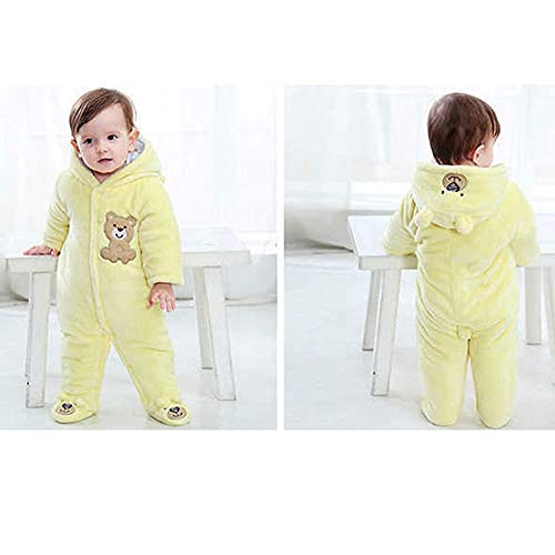 Image of XIFAMNIY Baby Newborn Jumpsuit Footie Hooded Thicken Winter Bunting Outwear Snowsuit Pajamas for Girls Boys