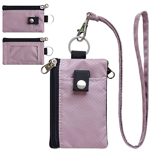 Image of CHENSPRX Minimalist RFID Blocking Small Wallet with ID Window,WaterResistant Zip Id Case Wallet with Lanyard Keychain for Cards,Cash,Travel,Women,Men