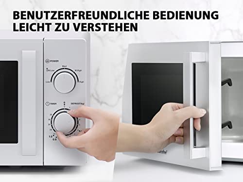 Comfee-Microondas-CMSN-20-si-con-5-niveles-de-potencia-iluminacion-interior-facil-descongelacion-plato-giratorio-de-360-dos-reguladores-20-L-700-W-color-plateado