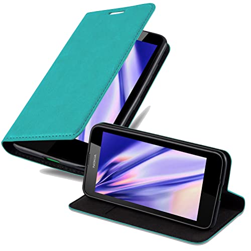 Cadorabo Custodia Libro per Nokia Lumia 630 in TURCHESE PETROLIO - con Vani di Carte, Funzione Stand e Chiusura Magnetica - Portafoglio Cover Case Wallet Book Etui Protezione
