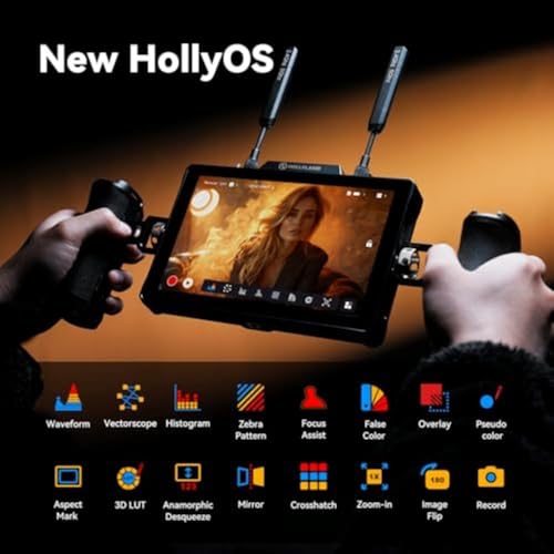 Image of Hollyland Pyro 7 Wireless Video Transmitter & Receiver & 7 inch Camera Field Monitor HDMI & SDI 1300ft Range, 60ms Latency Auto Dual-Band Hopping with Waveform, LUTs, Recording, Vector Scope,Solo kit