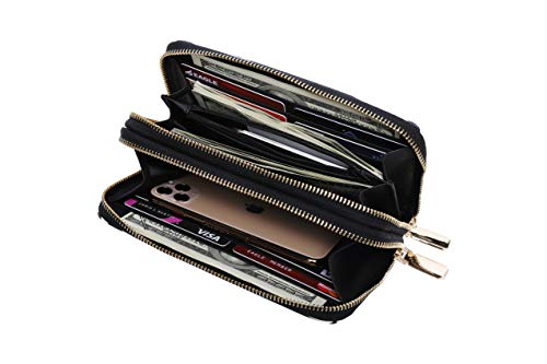 Image of Daisy Rose Dual Zipper Phone Clutch and Wallet for Women - RFID Blocking, PU Vegan Leather Multi-Card Organizer
