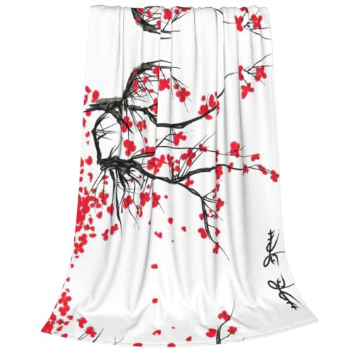 Couverture polaire lit et canapé imprimé cerisier japonais doux - 3
