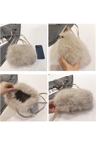 Ulisty Women Small Faux Fox Fur Tote Bag Mini Furry Top Handle Bag Plush Shoulder Bag Crossbody Bag Handbag2