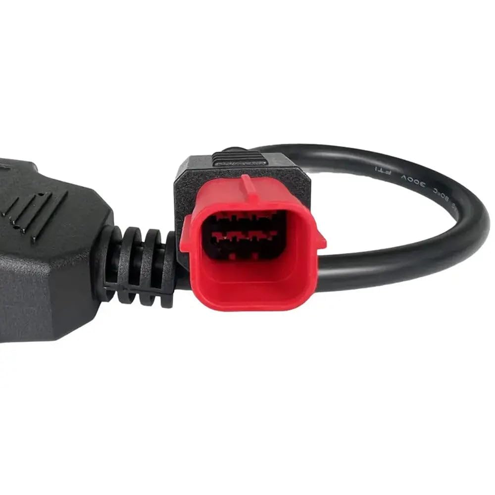 Euro 5 su OBD2 - Cavo adattatore per moto diagnostica 6 poli a 16 pin, cavo canbus per dati dal vivo e lettura di codici di errore, Plug & Play