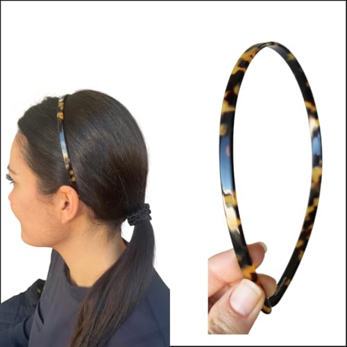 DECAP Diadema Mujer, Made in France, no aprieta, suave y flexible, no se cae, diadema mujer elegante (CAREY, FINA)