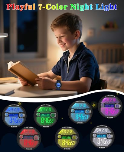Image of Kids Digital Watch for Boys Girls, Waterproof LED Colorful Lights Sports Watch Suitable for 5-17 Years Old Teenagers (with Gift Box)