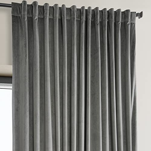Image of HPD Half Price Drapes Signature Plush Extra Wide Velvet Blackout Curtains for Bedroom (1 Panel),100W X 120L Hotel Black Out Curtains for Living Room, Thermal Insulated Curtains, Nightlife Grey