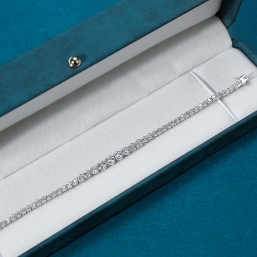 WES Moissanite Tennis Bracelets for Women - Total 3.17ct D Color VVS1 925 Sterling Silver Graduated 2.0-4.25mm Round Cut Moissanite Bracelet for Women and Men, Size 6.5-7.5 inch4