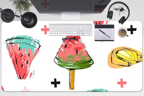 Desk Mat 100x50 cm Vinyle PVC : Tapis de Bureau Pastèque Idéal pour la Maison