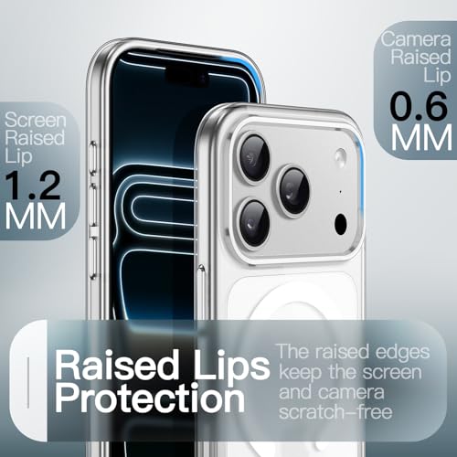 Image of JETech Magnetic Case for iPhone 17 Pro Max 6.9-Inch Compatible with MagSafe, Translucent Matte Back Slim Minimalist Shockproof Phone Cover (Frosted Clear)