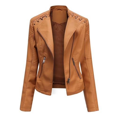 Veste en cuir de moto pour femmes mode slim fit 4XL