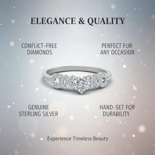 Image of Choose Your Gemstone Beautiful XO Design Diamond CZ Ring 925 Sterling Silver Heart Shape Side Stone Engagement Rings Lightweight Office Wear Everyday Gift Jewelry US Size 4 to 12