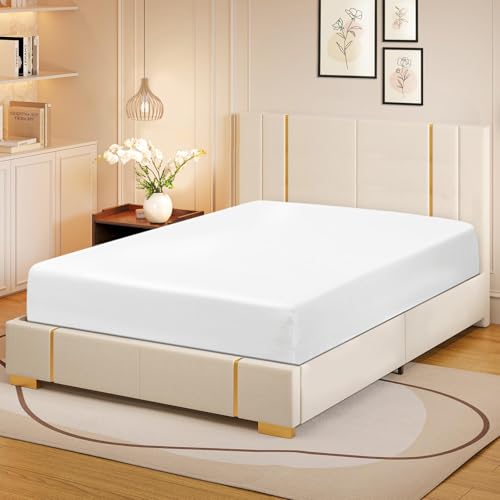 Egyptian Cotton Fitted Sheet 40cm/16 Inch Deep Mattress Pocket 800 Thread Count Soft, Fade & Wrinkle Resistant Hotel Quality Bottom Fitted Sheet (White, Single)