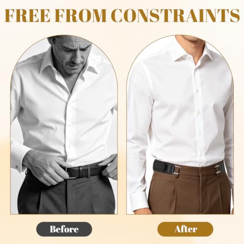 Lot de 4 Ceinture Sans Boucle Homme et Femme, Ceinture Élastique Ajustable avec Crochet Métallique, Ceinture Tactique Invisible pour Jeans, Pantalon, Travail et Sport – vue 4