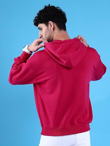 Image of The Indian Garage Co Men Regular Fit Solid Overhead Hooded Sweatshirt