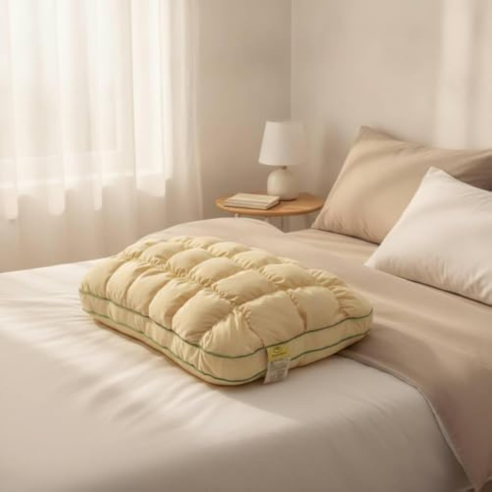 Quilted Pillow Medium Support, Polyester Fiber, Gray