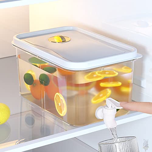 Réfrigérateur Bouilloire Froide avec Robinet, Conteneur D'eau Glacée Distributeur Froid Grande Capacité Frigidaire Fruits Théière Limonade Seau, Distributeur De Boissons Aux Fruits Boisson,3.5L Cover