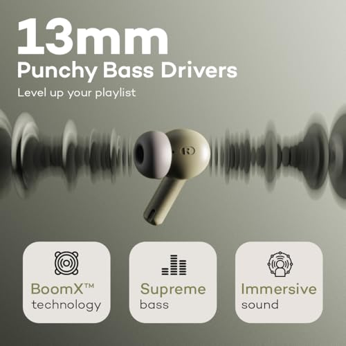 Image of GOBOULT W60 with 60H Playtime, Zen Quad Mic ENC, 50ms Xtreme Low Latency, Made in India, Type-C Fast Charging, 13mm Driver, IPX5 Combat Gaming Mode,TWS Ear Buds Wireless (Green)