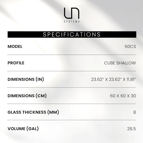 Image of UNS Ultra Clear Rimless Tank - 28.5GAL | 108L - 23.62x23.62x11.81 | 60x60x30 CM, 8mm Glass Thickness, Leveling Mat Included - Low Iron, High Clarity Fish Tank w / 45 Mitered Edge - [60CS]
