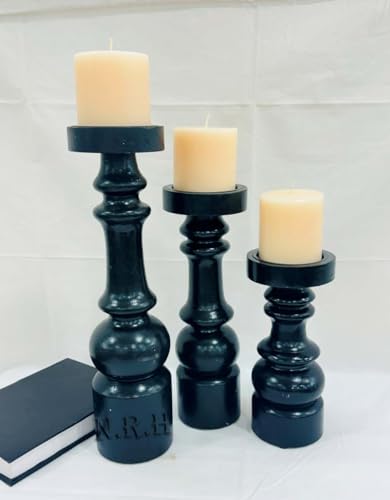 Candle Holders for Table Centerpiece Wood Black Candlestick Holders -