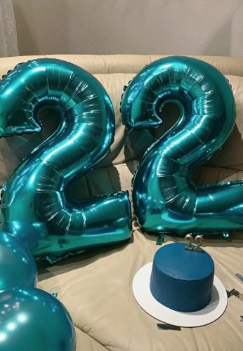 Image of Number Balloons Light Blue 13 Balloon 40 inch for 13 31 Birthday Decoration | Saturated Color, Large 40 in, With Inflation Straw & Hanging Hole, Great for Men's Party, Back-To-School Season, Pool Party