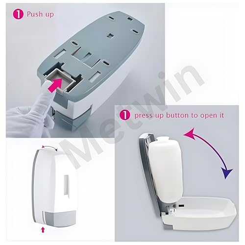 Image of Anti-Theft Wall Mount Soap Dispenser 500 ml with Adhesive Hook | Lockable Manual Liquid Soap Dispenser | ABS Plastic Bathroom & Commercial Use No Drill, Easy Installation (White & Grey)