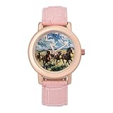 Wild Horses Galloping Fashion Casual Watches for Women Cute Wrist Watch Nurses Teachers Mother Thanksgiving Day