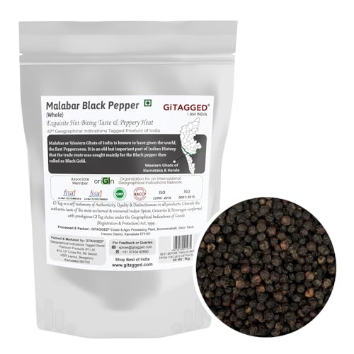 Image of GiTAGGED Authentic Malabar Black Pepper Whole (Kali Mirch) 1kg, 500gm