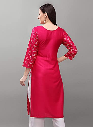 Image of Women's Cotton Straight Kurta Combo Pack of 2 Orange & Rani