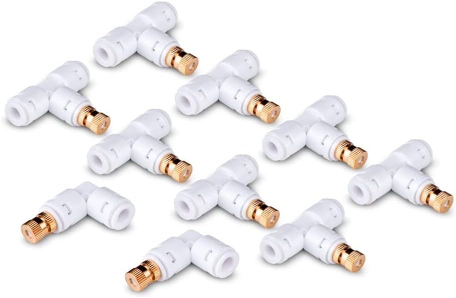 Easy to install HD16 Outdoor Garden Cooling Low Pressure Spray System Quick Insert Atomizing Nozzle Cooling Nozzle(8 Tee 2 Elbow)