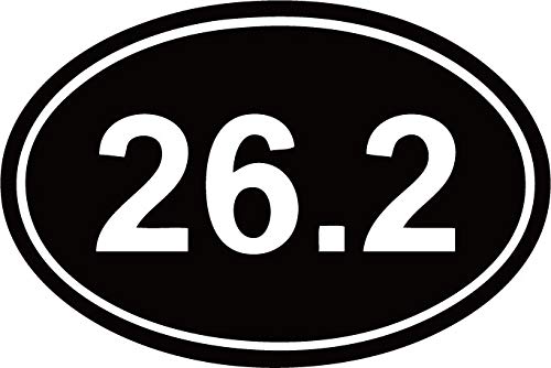 Decaltor Black 26.2 Marathon Running Sticker Bumper Sticker Oval 5" x 3" Decal Runner Track Run