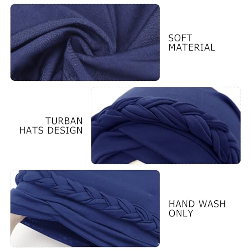 Image of DRESHOW Turban Pre-Tied Twisted Hat Thread African Head Wraps for Black Women Chemo Cancer Cap Braid Hair Cover