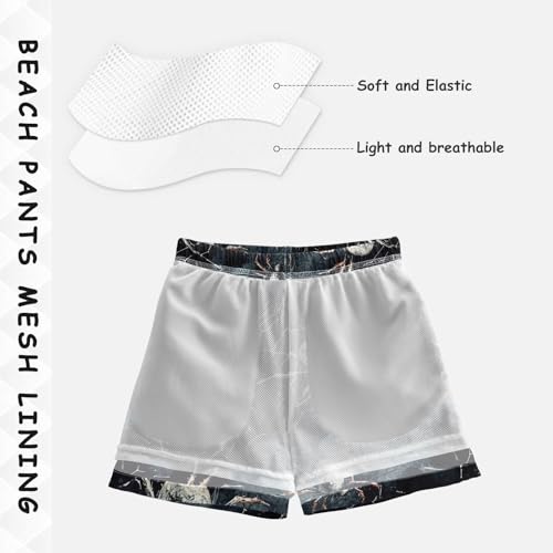 Pigsaly Boys' Swim Board Shorts Watercolor White Spider Webs Black Spiders Boy's Swim Trunks Kids Swimwear 2T4