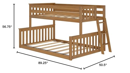 Image of Twin Over Full Low Bunk with Angled Ladder on End, Pecan