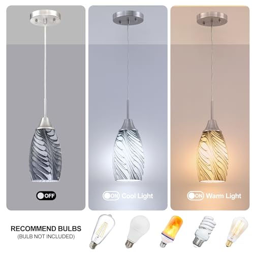Image of Viinew Mini Glass Pendant Light,1-Pack Gray Marble Glass Hanging Light