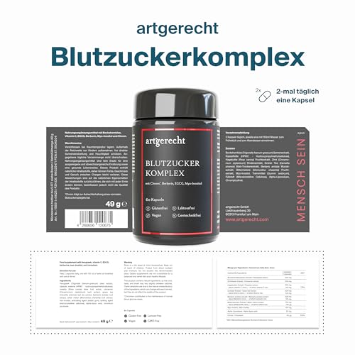 BLUTZUCKER KOMPLEX – 30 Kapseln mit Chrom zur Regulierung des Blutzuckerspiegels | Mit ALA, Grüntee-Extrakt EGCG, Berberin & Myo-Inositol | Unterstützt Stoffwechsel & Energie | Vegan & glutenfrei