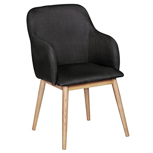 KadimaDesign Silla de Comedor Retro Lima Antracita Silla tapizada Cubierta de Tela del Respaldo Silla de diseño de Cocina apoyabrazos tapizados