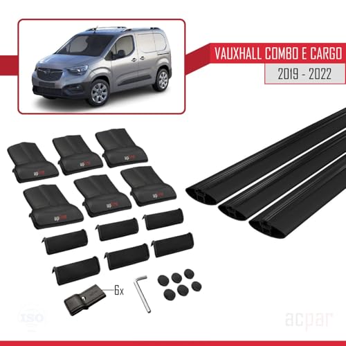 Barres de toit robustes en aluminium noir Vauxhall Combo E Cargo K9 2019-2022 - 4