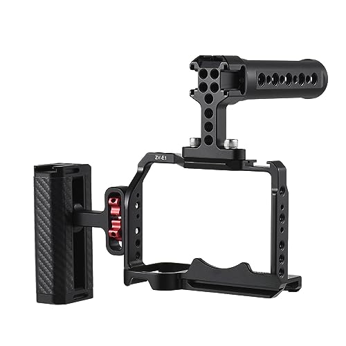 Image of Andoer Video Cage for Camera Filming Equipment, Camera Rig + Top Handle + Side Handle Kit Aluminium Alloy Video Cage with Cold Shoe Holders