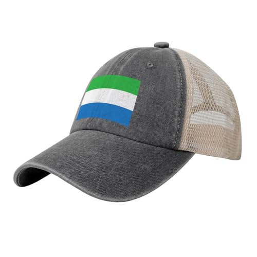 Casquette de Baseball Drapeau De La Sierra Leone Casquette Trucker Maille Réglable Symbole National Respirante Légère Chapeau de Soleil pour Running Golf Cyclisme Randonnée (Tour de tête : 55-59 cm)