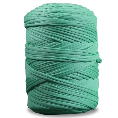 NOTIONSLAND 400 g T-Shirt-Garn, Strickgarn, Stoff, Häkelgarn für Taschen, Körbe, Decken, Heimdekoration – Seeufer Grün einfarbige Garne