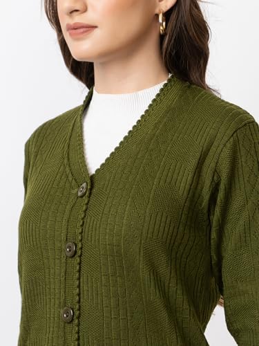 Image of Women's Warm Woolen Cardigan - Stylish Full Sleeve Knitwear for Winter, Cozy & Elegant Sweater