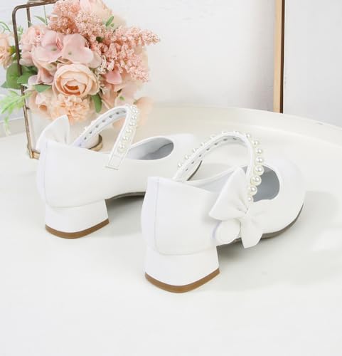 Girl's Dress Shoes White Flower Girl Shoe Princess Mary Jane Low Heels for Party Wedding School (Toddler/Little Kid)3